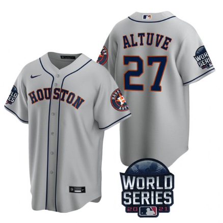 Men's Houston Astros #27 Jose Altuve 2021 Gray MLB Cool Base Stitched Jersey